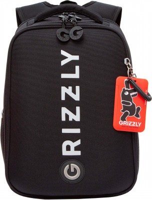 Рюкзак школьный GRIZZLY RAw-595-2/2 чёрный - серый