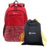 Рюкзак TORBER CLASS X, красный с орнаментом, c мешком для сменной обуви, T2602-22-RED-M