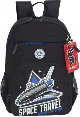 Рюкзак школьный GRIZZLY RB-555-4/1 черный - синий