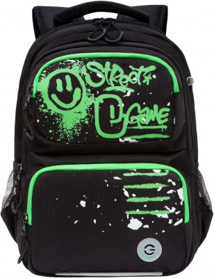 Рюкзак школьный GRIZZLY RB-453-1/1 черный - зеленый