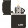 Зажигалка ZIPPO Classic с покрытием Ebony™, латунь/сталь, чёрная с логотипом, глянцевая, 38x13x57 мм