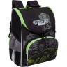 Рюкзак школьный Grizzly с мешком RAm-385-2/1 черный - салатовый
