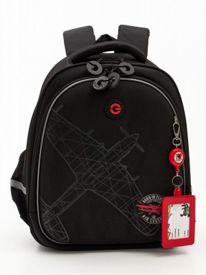 Рюкзак школьный GRIZZLY RAz-487-7/1 черный - красный
