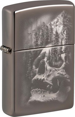 Зажигалка ZIPPO Skull Design с покрытием Black Ice®, латунь/сталь, черная, 38x13x57 мм