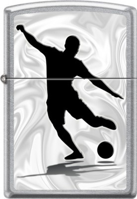 Зажигалка ZIPPO Футболист с покрытием Street Chrome™, латунь/сталь, серебристая, 38x13x57 мм