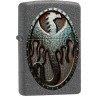 Зажигалка ZIPPO Metal Dragon Shield Design с покрытием Iron Stone™, латунь/сталь, серая, 38x13x57 мм