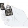 Зажигалка ZIPPO Gory Tattoo с покрытием Black Matte, латунь/сталь, черная, матовая, 38x13x57 мм